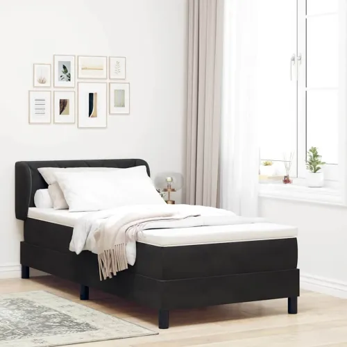 Box spring krevet s uzglavljem Crna 90 x 190 cm Baršun - Crna 90 x 190 cm Dizajn s rombovima Cijena
