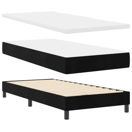 Box spring krevet s uzglavljem Crna 90 x 200 cm Baršun - Crna 90 x 200 cm Dizajn s rombovima Cijena