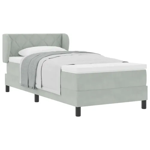 Box spring krevet Svjetlosiva 100 x 200 cm Baršun - Svjetlosiva 100 x 200 cm Dizajn s rombovima Cijena
