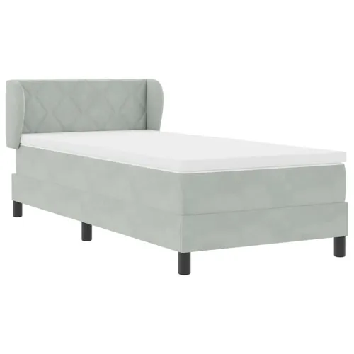 Box spring krevet Svjetlosiva 100 x 200 cm Baršun - Svjetlosiva 100 x 200 cm Dizajn s rombovima Cijena