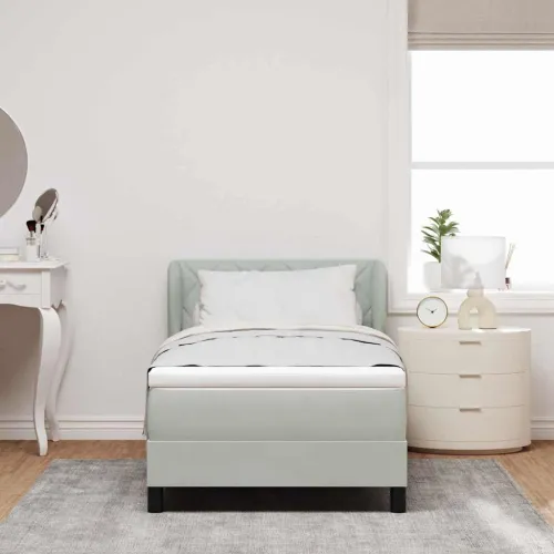 Box spring krevet Svjetlosiva 100 x 200 cm Baršun - Svjetlosiva 100 x 200 cm Dizajn s rombovima Cijena