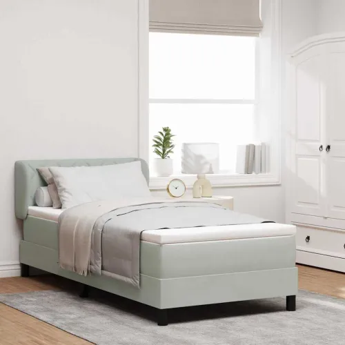 Box spring krevet Svjetlosiva 100 x 200 cm Baršun - Svjetlosiva 100 x 200 cm Dizajn s rombovima Cijena