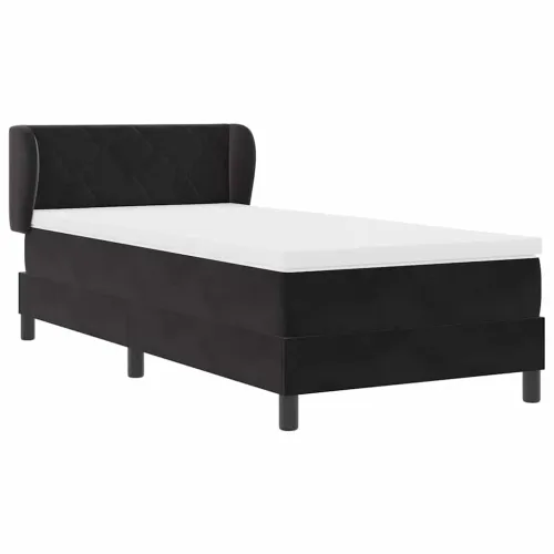 Box spring krevet s uzglavljem Crna 100 x 200 cm Baršun - Crna 100 x 200 cm Dizajn s rombovima Cijena