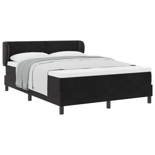 Box spring krevet s uzglavljem Crna 140 x 200 cm Baršun - Crna 140 x 200 cm Dizajn s rombovima Cijena