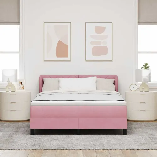Box spring krevet Ružičasta 160 x 200 cm Baršun - Ružičasta 160 x 200 cm Dizajn s rombovima Cijena