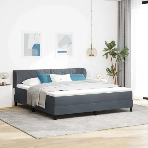 Box spring krevet Tamno siva 180 x 200 cm Baršun - Tamno siva 180 x 200 cm Dizajn s rombovima Cijena