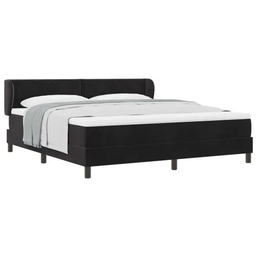 Box spring krevet s uzglavljem Crna 180 x 200 cm Baršun - Crna 180 x 200 cm Dizajn s rombovima Cijena