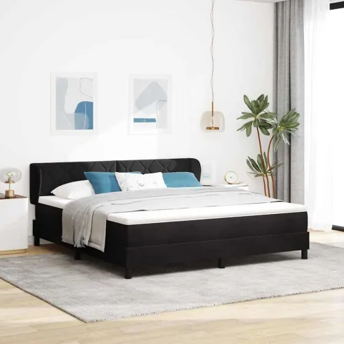 Box spring krevet s uzglavljem Crna 180 x 200 cm Baršun - Crna 180 x 200 cm Dizajn s rombovima Cijena