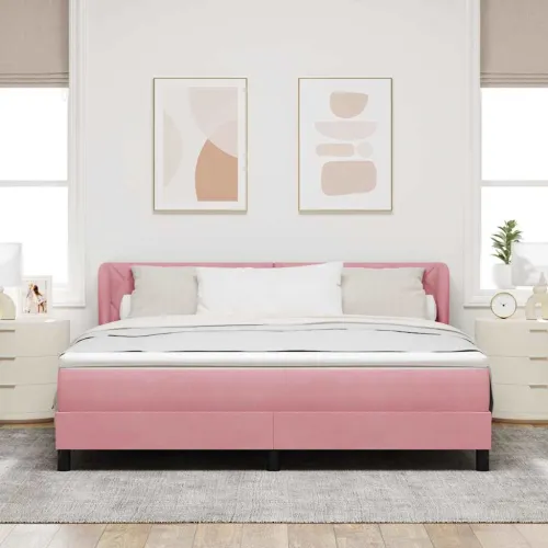 Box spring krevet Ružičasta 180 x 200 cm Baršun - Ružičasta 180 x 200 cm Dizajn s rombovima Cijena
