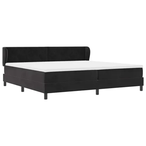 Box spring krevet s uzglavljem Crna 200 x 200 cm Baršun - Crna 200 x 200 cm Dizajn s rombovima Cijena