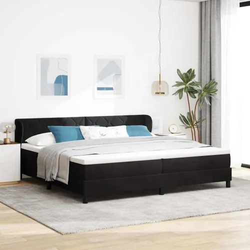 Box spring krevet s uzglavljem Crna 200 x 200 cm Baršun - Crna 200 x 200 cm Dizajn s rombovima Cijena
