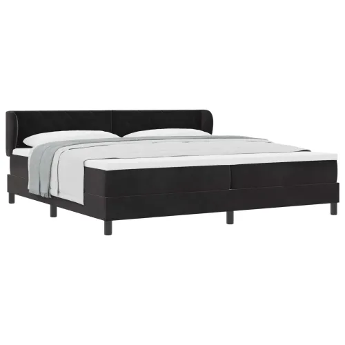 Box spring krevet s uzglavljem Crna 200 x 200 cm Baršun - Crna 200 x 200 cm Dizajn s rombovima Cijena