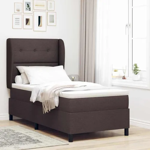Box spring krevet Tamno smeđa 90 x 190 cm tkanina - Tamno smeđa 90 x 190 cm Prošiveno gumbima Cijena