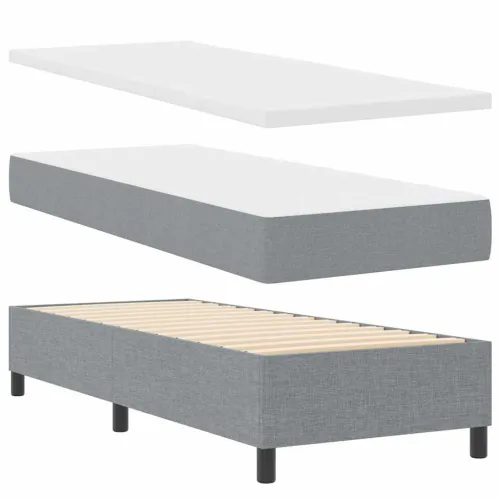 Box spring krevet Svjetlosiva 80 x 200 cm tkanina - Svjetlosiva 80 x 200 cm Dizajn s rombovima Cijena