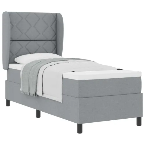 Box spring krevet Svjetlosiva 80 x 200 cm tkanina - Svjetlosiva 80 x 200 cm Dizajn s rombovima Cijena