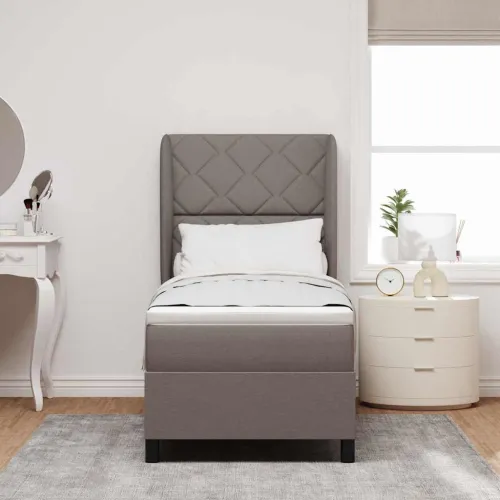 Box spring krevet Sivo-smeđa 80 x 200 cm tkanina - Sivo-smeđa 80 x 200 cm Dizajn s rombovima Cijena