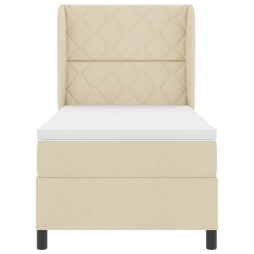Box spring krevet s uzglavljem Krema 100 x 200 cm tkanina - Krema 100 x 200 cm Dizajn s rombovima Cijena