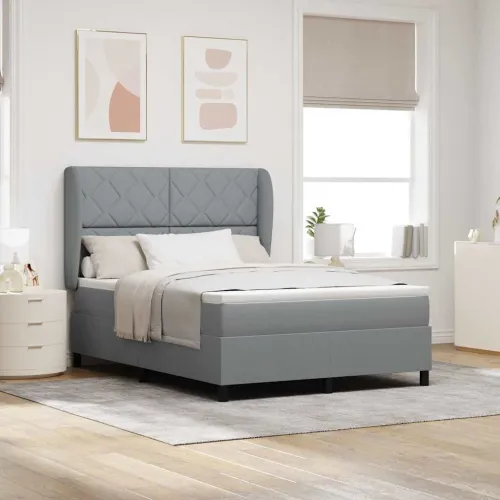 Box spring krevet Svjetlosiva 160 x 200 cm tkanina - Svjetlosiva 160 x 200 cm Dizajn s rombovima Cijena