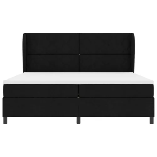Box spring krevet s uzglavljem Crna 200 x 200 cm tkanina - Crna 200 x 200 cm Dizajn s rombovima Cijena
