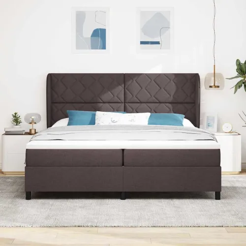 Box spring krevet Tamno smeđa 200 x 200 cm tkanina - Tamno smeđa 200 x 200 cm Dizajn s rombovima Cijena
