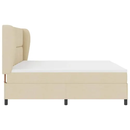 Box spring krevet s uzglavljem Krema 200 x 200 cm tkanina - Krema 200 x 200 cm Dizajn s rombovima Cijena