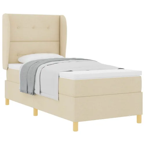 Box spring krevet s uzglavljem Krema 200 x 100 cm tkanina - Krema 100 x 200 cm Prošiveno gumbima Cijena