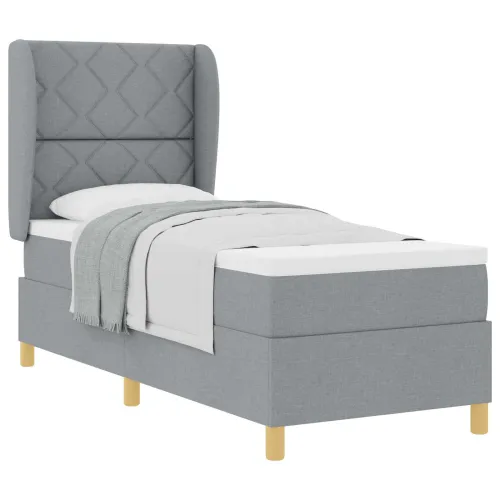 Box spring krevet Svijetlo siva 200 x 80 cm tkanina - Svjetlosiva 80 x 200 cm Dizajn s rombovima Cijena