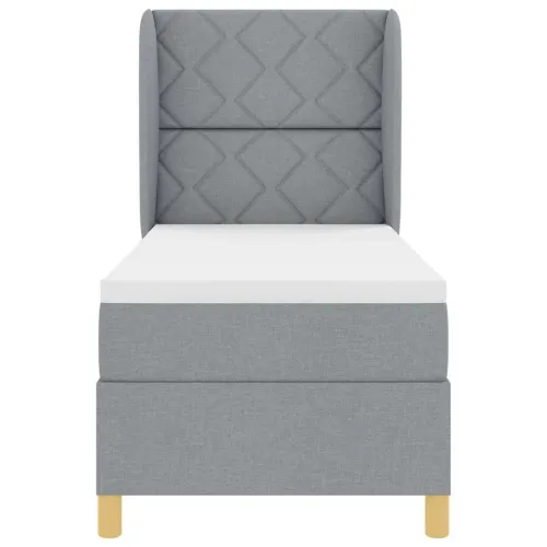 Box spring krevet Svijetlo siva 200 x 80 cm tkanina - Svjetlosiva 80 x 200 cm Dizajn s rombovima Cijena