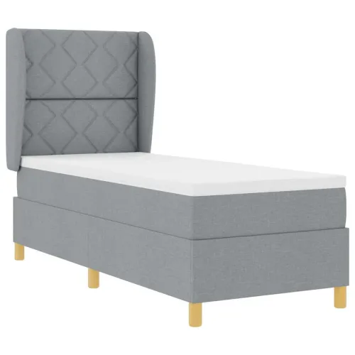 Box spring krevet Svijetlo siva 200 x 80 cm tkanina - Svjetlosiva 80 x 200 cm Dizajn s rombovima Cijena