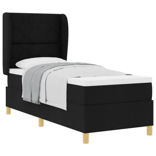 Box spring krevet s uzglavljem Crna 200 x 80 cm tkanina - Crna 80 x 200 cm Dizajn s rombovima Cijena