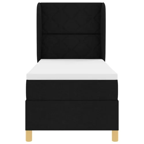 Box spring krevet s uzglavljem Crna 200 x 80 cm tkanina - Crna 80 x 200 cm Dizajn s rombovima Cijena