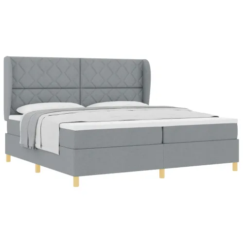 Box spring krevet Svijetlo siva 200 x 200 cm tkanina - Svjetlosiva 200 x 200 cm Dizajn s rombovima Cijena
