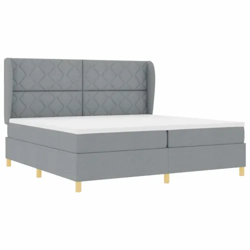 Box spring krevet Svijetlo siva 200 x 200 cm tkanina - Svjetlosiva 200 x 200 cm Dizajn s rombovima Cijena