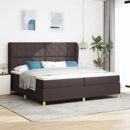 Box spring krevet Tamno smeđa 200 x 200 cm tkanina - Tamno smeđa 200 x 200 cm Dizajn s rombovima Cijena