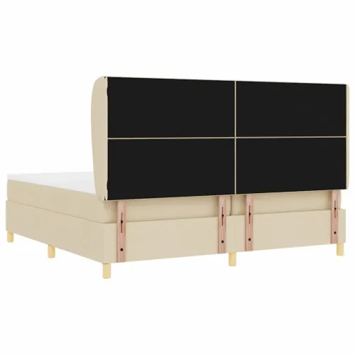 Box spring krevet s uzglavljem Krema 200 x 200 cm tkanina - Krema 200 x 200 cm Dizajn s rombovima Cijena
