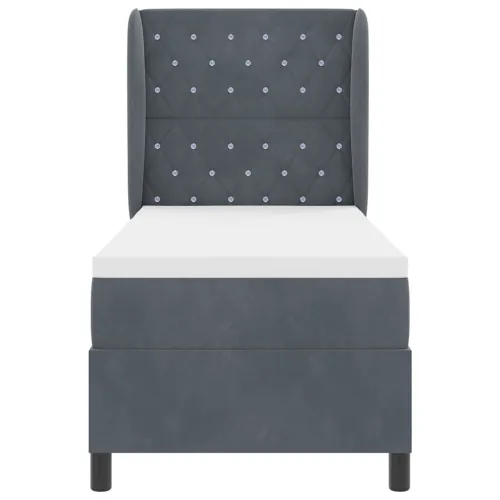 Box spring krevet s jastukom Tamno siva 200 x 80 cm Baršun - Tamno siva 80 x 200 cm Kristal s dugmadima Cijena