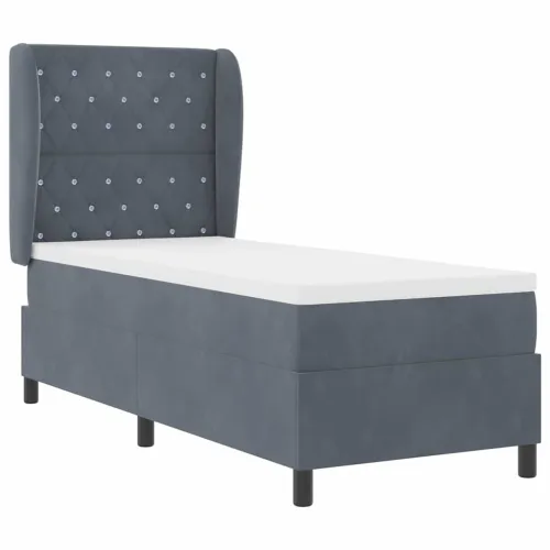 Box spring krevet s jastukom Tamno siva 200 x 80 cm Baršun - Tamno siva 80 x 200 cm Kristal s dugmadima Cijena