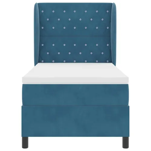 Box spring krevet Tamno plava 190 x 90 cm Baršun - Tamno plava 90 x 190 cm Kristal s dugmadima Cijena