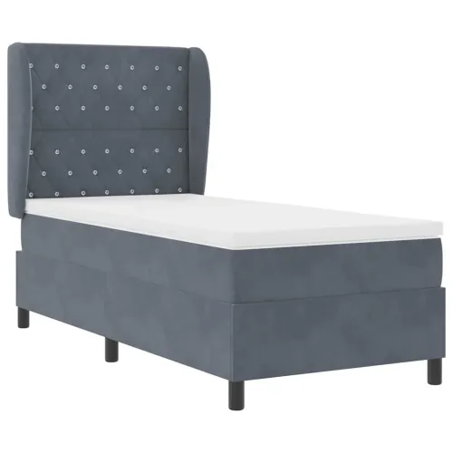 Box spring krevet Tamno siva 200 x 90 cm Baršun - Tamno siva 90 x 200 cm Kristal s dugmadima Cijena