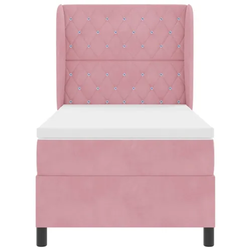 Box spring krevet Ružičasta 200 x 90 cm Baršun - Ružičasta 90 x 200 cm Kristal s dugmadima Cijena