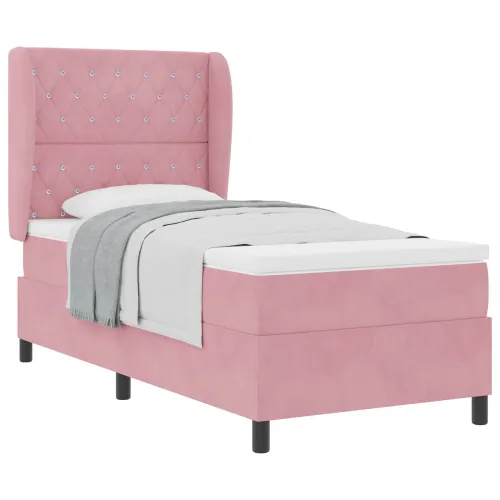 Box spring krevet Ružičasta 200 x 90 cm Baršun - Ružičasta 90 x 200 cm Kristal s dugmadima Cijena