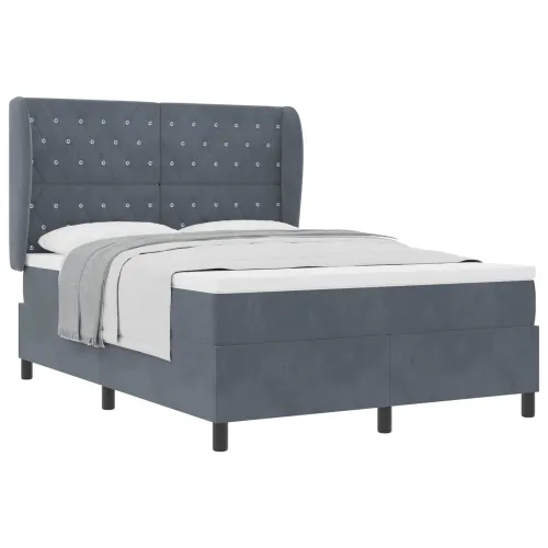 Box spring krevet Tamno siva 200 x 140 cm Baršun - Tamno siva 140 x 200 cm Kristal s dugmadima Cijena