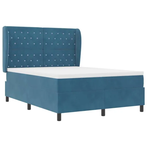 Box spring krevet Tamno plava 200 x 140 cm Baršun - Tamno plava 140 x 200 cm Kristal s dugmadima Cijena