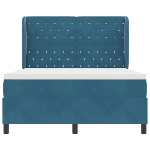 Box spring krevet Tamno plava 200 x 140 cm Baršun - Tamno plava 140 x 200 cm Kristal s dugmadima Cijena