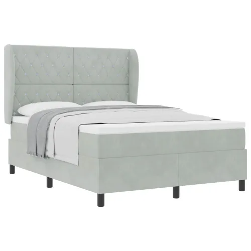 Box spring krevet Svijetlo siva 200 x 160 cm Baršun - Svjetlosiva 160 x 200 cm Kristal s dugmadima Cijena