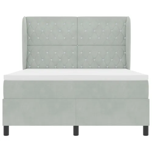 Box spring krevet Svijetlo siva 200 x 160 cm Baršun - Svjetlosiva 160 x 200 cm Kristal s dugmadima Cijena
