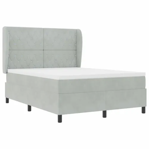 Box spring krevet Svijetlo siva 200 x 160 cm Baršun - Svjetlosiva 160 x 200 cm Kristal s dugmadima Cijena