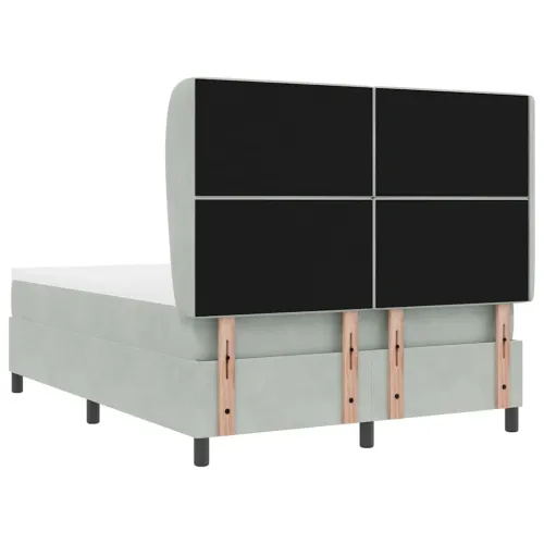 Box spring krevet Svijetlo siva 200 x 160 cm Baršun - Svjetlosiva 160 x 200 cm Kristal s dugmadima Cijena