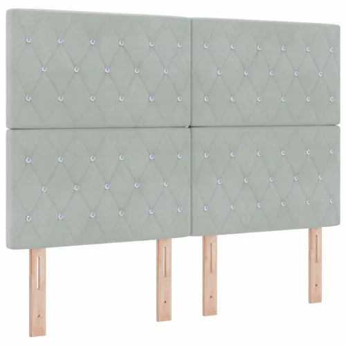 Box spring krevet Svijetlo siva 200 x 160 cm Baršun - Svjetlosiva 160 x 200 cm Kristal s dugmadima Cijena