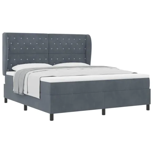 Box spring krevet Tamno siva 200 x 180 cm Baršun - Tamno siva 180 x 200 cm Kristal s dugmadima Cijena